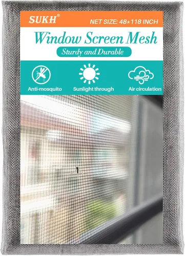 Miniatura 8 de Sukh 48 x 118 malla para ventana – Pantalla de repuesto de malla de fibra de vidrio para ventana de patio, porche, ventana, pantalla de red