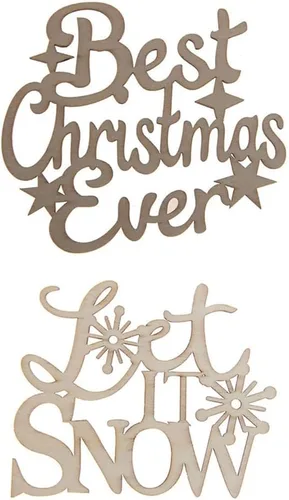 Miniatura 2 de EXCEART 4 colgantes de madera decorativos ahuecados para Navidad, decoración de pared para fiestas en el hogar, manualidades y decoración única