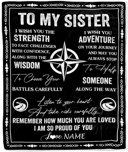 Miniatura 28 de Manta personalizada con texto en inglés «To My Sister from Brother I Love You Hugs» (texto en inglés) con texto en inglés «To My Sister», «I Love