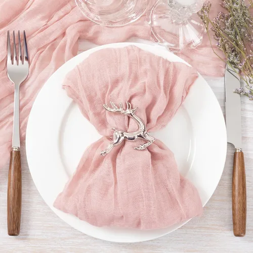 Miniatura 5 de Socomi Servilletas de Gasa Rosa para Otoño y Acción de Gracias, Tela de Queso, Conjunto de 10 Servilletas Lavables de Boho para Cena, Ideales