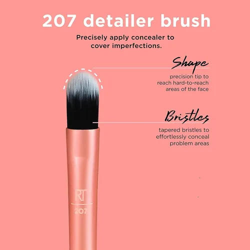 Miniatura 7 de Set de brochas de maquillaje sintéticas para una base impecable, cruelty-free, brocha para contornos, corrector, polvos y base, de Real Techniques