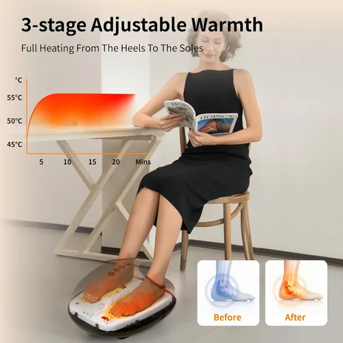 Miniatura 5 de Breo - Masajeador de pies con calor, terapia de masaje profundo y compresión de aire, alivia el dolor de pies, para hasta talla 11
