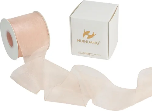 Miniatura 31 de HUIHUANG Cinta transparente de organza azul aguamarina de 1-1/2 pulgadas, cintas de organza transparente turquesa para envoltura de regalo, ramo