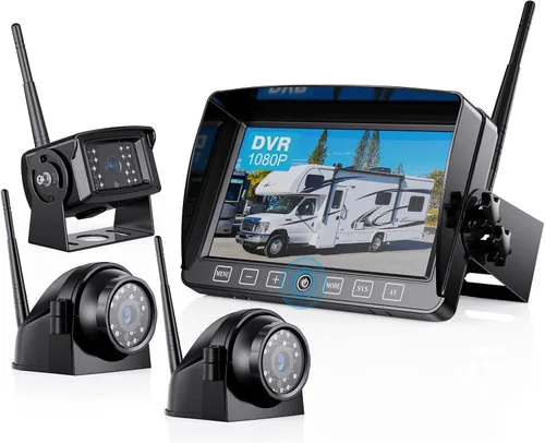 Miniatura 10 de ZEROXCLUB Kit de sistema de cámara de seguridad digital inalámbrica, sin interferencias, IP69, cámara de visión trasera + monitor LCD de 7 pulgadas