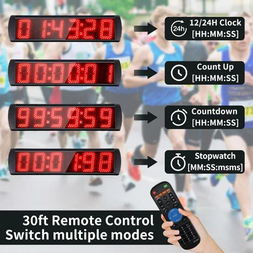 Miniatura 3 de Reloj de carreras LED portátil de 5 pulgadas de alto y 6 dígitos para eventos de carrera, cuenta regresiva/arriba, temporizador digital de carrera