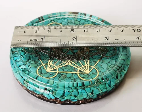 Miniatura 3 de Grande 4 "cristales turquesas Metatron's Cube Merkaba Coaster Placa de carga de agua Cúpula de energía