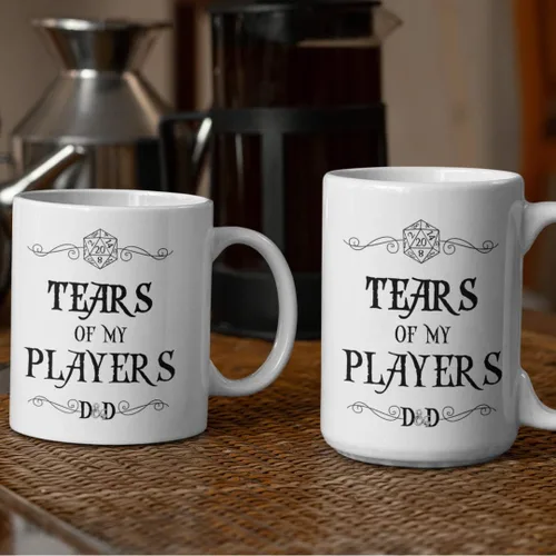 Miniatura 6 de Ashton Books-n-Things Dungeons and Dragons - Taza de café de cerámica blanca divertida de 11 onzas con diseño de lágrimas de mis jugadores