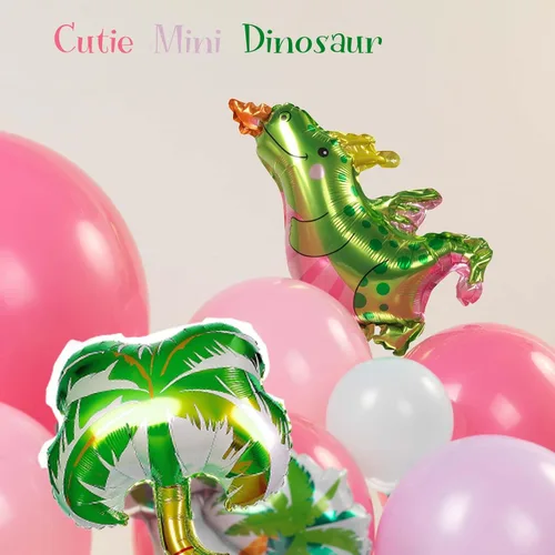 Miniatura 7 de Kit de arco de guirnalda de globos de dinosaurio rosa con globo de dinosaurio rosa pastel, morado, verde azulado y globo de dinosaurio de aluminio