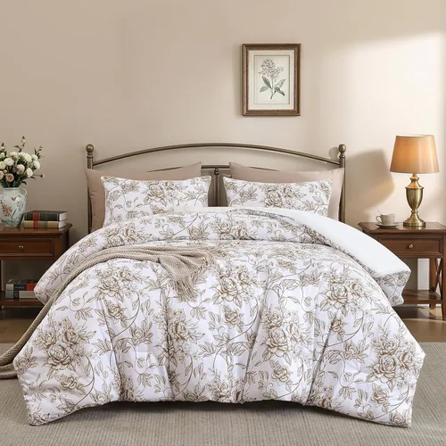 Miniatura 19 de JANZAA Juego de edredón tamaño Individual, juego de cama beige con estampado de leopardo, ropa de cama elegante y con estilo con estampado de animal