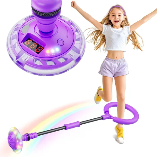 Miniatura 10 de Flooyes Pelota para saltar para niños, juguete de pelota de tobillo con contador, temporizador y calculadora de calorías, regalos de cumpleaños