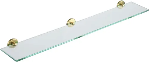 Miniatura 18 de JQK Estantería de baño de vidrio bronce, estante con toallero de 15 pulgadas de vidrio templado, almacenamiento para ducha de 16 por 5 pulgadas