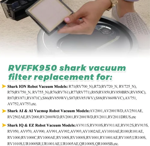 Miniatura 6 de Paquete de 6 filtros RVFFK950 para filtro de vacío Shark Robot de repuesto - Compatible con Shark ION Robot R85 RV850, RV700_N, RV720_N, RV851WV e