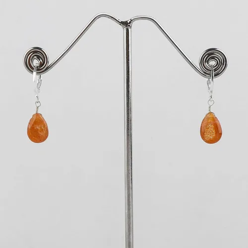 Miniatura 88 de Aretes de aro de cristal afganita natural Piedras afganas de alto grado Aretes chapados en plata Gota lisa Joyas de piedras preciosas hechas
