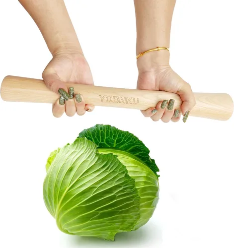 Miniatura 7 de Trituradora de madera de haya natural de 12 pulgadas para azucrut y tarros de masón, herramienta alimentaria para fermentación de col