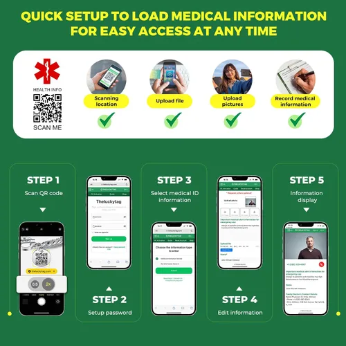 Miniatura 5 de Pulseras de identificación médica con código QR mejoradas para mujeres, pulsera de alerta médica - Cadena de eslabones de 7'' 9'' de plata de ley