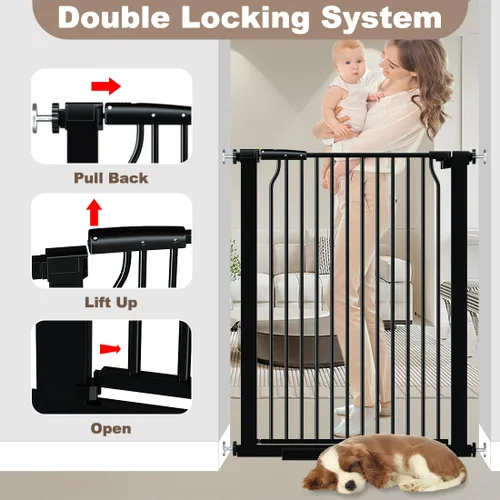 Miniatura 5 de Puerta de bebé extra alta de 40.55 pulgadas para marcos de puertas, puerta para perros de 32.6 a 40.5 pulgadas de ancho para interiores, puerta alta