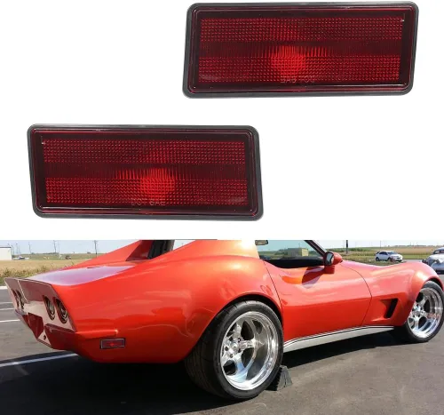 Miniatura 8 de Lente ahumada LED roja para Chevrolet Corvette C3 1974 1975 1976 1977 1978 1979 Luces de marcador lateral del parachoques delantero Lente ahumada