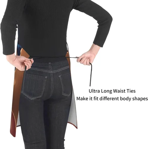 Miniatura 4 de Perinsto Waterproof Apron with 2 Pockets Kitchen Chef Aprons Bibs for Cooking Baking