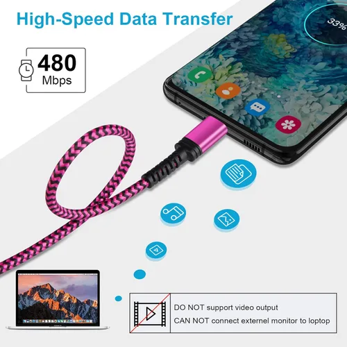 Miniatura 5 de Cable Samsung S23 Ultra USB tipo C de carga rápida, [3 unidades, 10 pies] largo USB C a USB A, cable de teléfono Android, cable de carga C de carga