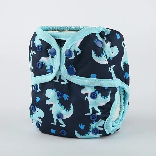 Miniatura 2 de Funda de pañal de tela de talla única con refuerzo doble (dinosaurio bebé), talla única