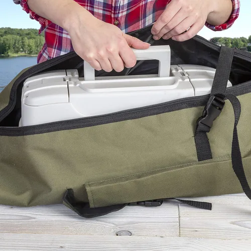 Miniatura 4 de Besti Bolsa Organizadora de Caña de Pescar (Portátil) para Hombro, Almacenamiento para Hogar y Viaje Organización Profesional de Carrete, Señuelos