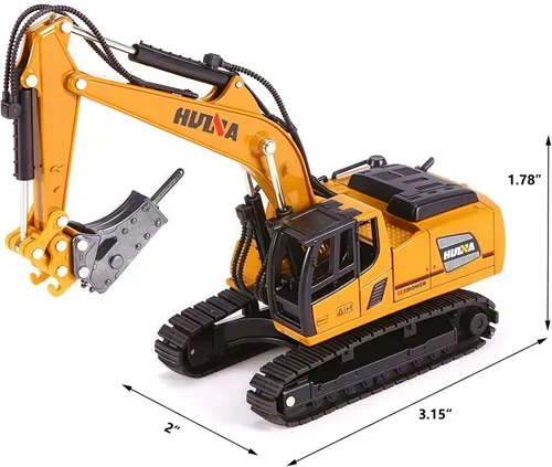 Miniatura 5 de Gemini & Genius - Excavadora de taladro resistente para obras de construcción, juguetes de vehículos a escala 1:60, excavadora y perforadora