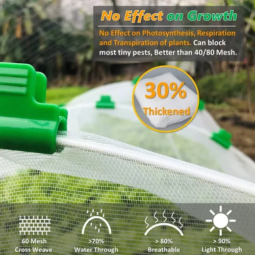 Miniatura 5 de Kit de Red de Malla de Jardín LANEVAN, Aros de Invernadero de Fibra de Vidrio Super Flexibles con Barrera de Plagas Ultra Fina para Camas Elevadas