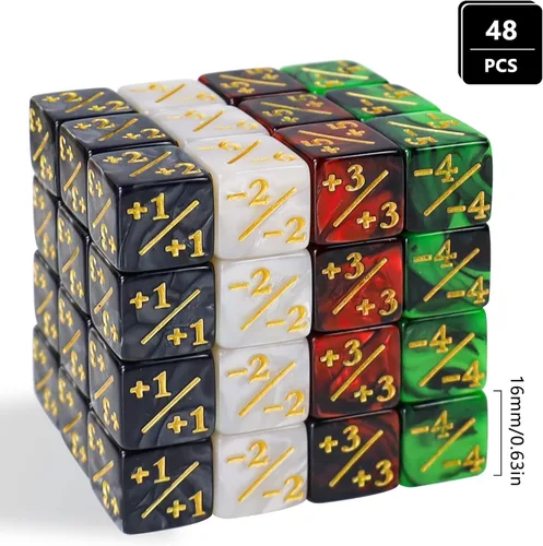 Miniatura 2 de Juego de 48 dados MTG para contadores de fichas, Magic The Gathering Glitter Sparkle Loyalty Cube, Starry Marble D6 compatible con MTG, CCG