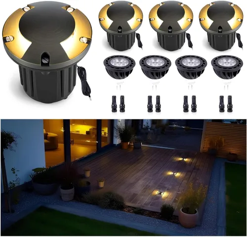 Miniatura 16 de Gardenreet - Luz de pozo en tierra - Latón 12V IP65 Iluminación de paisaje al aire libre, luz de torreta de bajo voltaje LED en grado, bronce