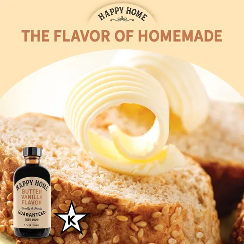 Miniatura 3 de Happy Home Sabor a vainilla de mantequilla natural premium, certificado Kosher, 4 onzas.