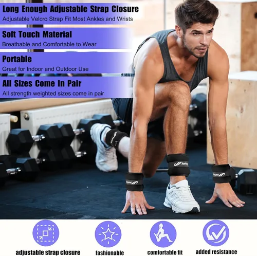 Miniatura 6 de Ankle Weights A Pair of 1/2/3/4/6/8/10/12/20 LBS Wrist Leg Arm Weights for Women Men with Adjustable Straps, Strength weighted for Physical Therapy