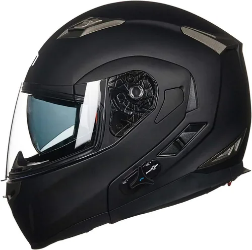 Miniatura 13 de ILM - Casco de motocicleta modular con visera solar abatible, Bluetooth integrado, intercomunicador, Mp3 Modelo 953/953 PRO Rojo