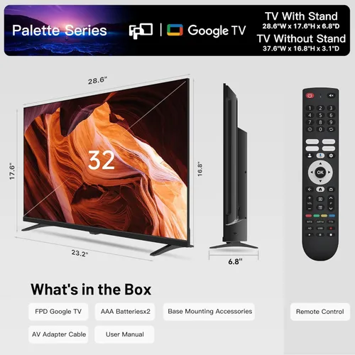 Miniatura 9 de FPD Smart TV de 32 pulgadas Google TV HD 720p con Google Play y Google Cast integrado, HDR 10, Dolby Audio, control remoto por voz, Stream Live TV