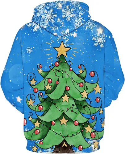 Miniatura 2 de Ainuno Sudadera con capucha unisex de Navidad para hombres y parejas, divertida sudadera con capucha navideña