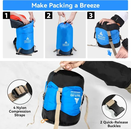 Miniatura 5 de Hikenture Saco de compresión para saco de dormir, saco de cosas mejorado de nylon resistente a desgarros, saco de compresión de 10L/14L/20L/30L