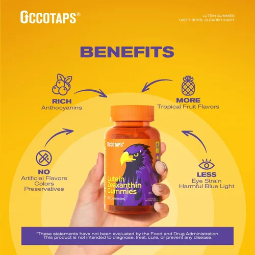 Miniatura 2 de Gomitas de vitaminas oculares de luteína y zeaxantina para la salud diaria de los ojos, 20 mg de luteína, sin azúcar, gomita de alta potencia