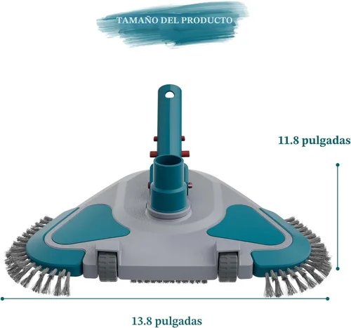 Miniatura 6 de Cabezal de Aspiradora Triangular con Peso Upgrade Pro Giratorio para Piscina con Cepillo y Mango EZ Clip - para Limpiar Superficie Seguro