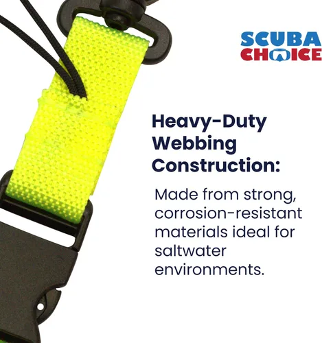 Miniatura 4 de Scuba Clips Lanyard with Dual Clips and Quick Release Buckle, Scuba Accessory for Diving, Dive Clip for Equipment Essentials Amarillo