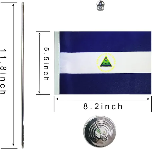 Miniatura 2 de Bandera de Nicaragua, bandera de nicaragüense, bandera de mesa, bandera de oficina, banderas de países internacionales, celebración de eventos