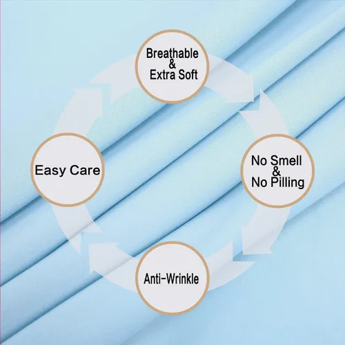 Miniatura 3 de Juego de sábanas de diseño estampado clásico - Juegos de sábanas con bolsillo profundo ultra suave y transpirable., Microfibra, Celeste (Baby Blue)