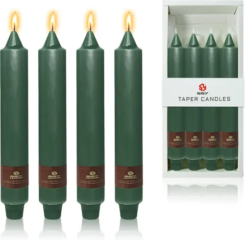 Miniatura 39 de Candelabros cortos de 5 pulgadas con velas cónicas verde oscuro, 4 piezas para cena, hogar, boda, fiesta, decoración
