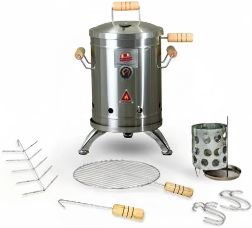 Miniatura 10 de Parrilla vertical 2 en 1 para ahumar (16 libras) - Acero inoxidable 304 de alta calidad - Termómetro y ventilación para barbacoa de carbón Barril