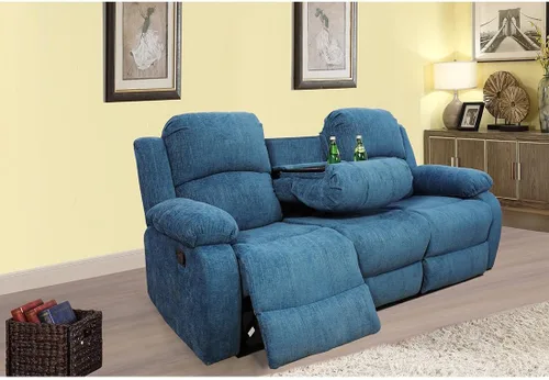 Miniatura 36 de Juego de muebles de sala de estar de cuero reconstituido con sofá reclinable, juego de sofá reclinable, silla de dos cuerpos, juegos de muebles