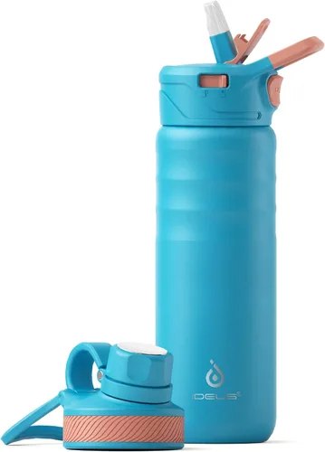 Miniatura 54 de IDEUS Botella de agua aislada de 12 onzas, botella de agua aislada de acero inoxidable para la escuela, botellas aisladas con pajitas a prueba