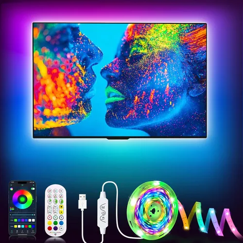 Miniatura 12 de Daymeet Retroiluminación LED para TV, 9.8 pies para TV detrás de TV de 32-60 pulgadas, luces LED para monitor, retroiluminación RGB, tira de luz