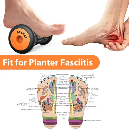 Miniatura 3 de BESKAR Rodillo masajeador de pies para alivio de la fascitis plantar, portátil, masaje muscular de tejido profundo, dolor de arco de pies y talón