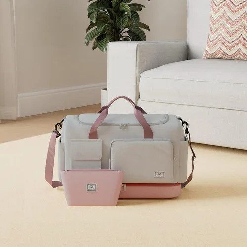 Miniatura 306 de Pequeña bolsa de gimnasio para mujer, bolsa de viaje con compartimento para zapatos