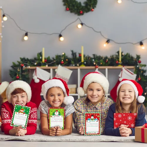 Miniatura 3 de Harloon Kit de Escritura de 150 Piezas Carta a Santa Lista de Deseos de Navidad Muñeco de Nieve Elfo Papel de Carta Navideño Papelería