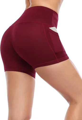 Miniatura 2 de CADMUS - Pantalones cortos deportivos de tiro alto para mujer, para yoga, acondicionamiento físico y correr, con bolsillos profundos