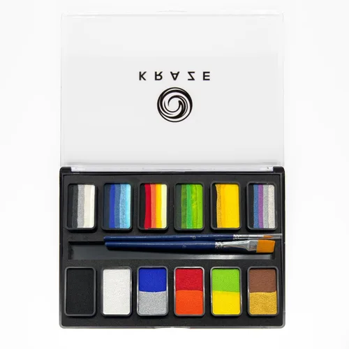 Miniatura 12 de Kraze FX Splash Glam - Paleta metálica de 6 colores para tartas divididas (6 gm) con pincel, activada por agua, hipoalergénica, segura, no tóxica